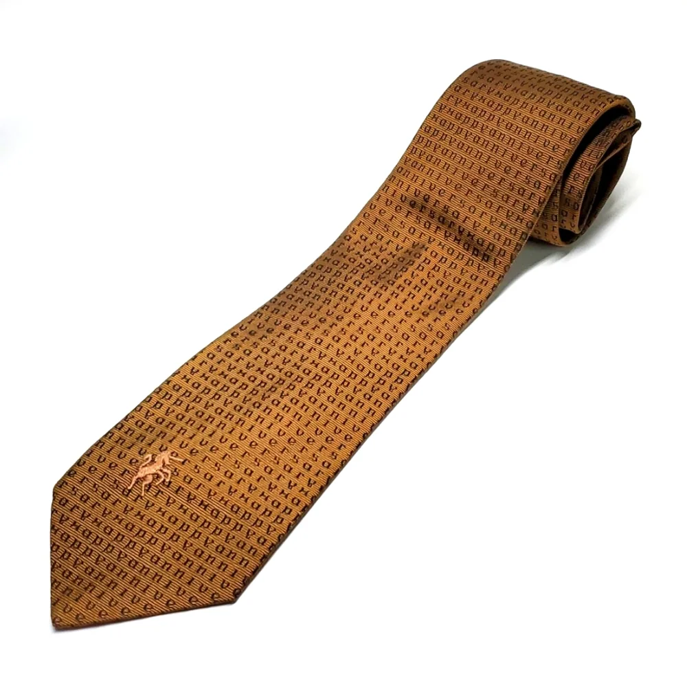 Vintage Lewis and Thos Saltz Happy Anniversary Bronzini Brown Silk Tie